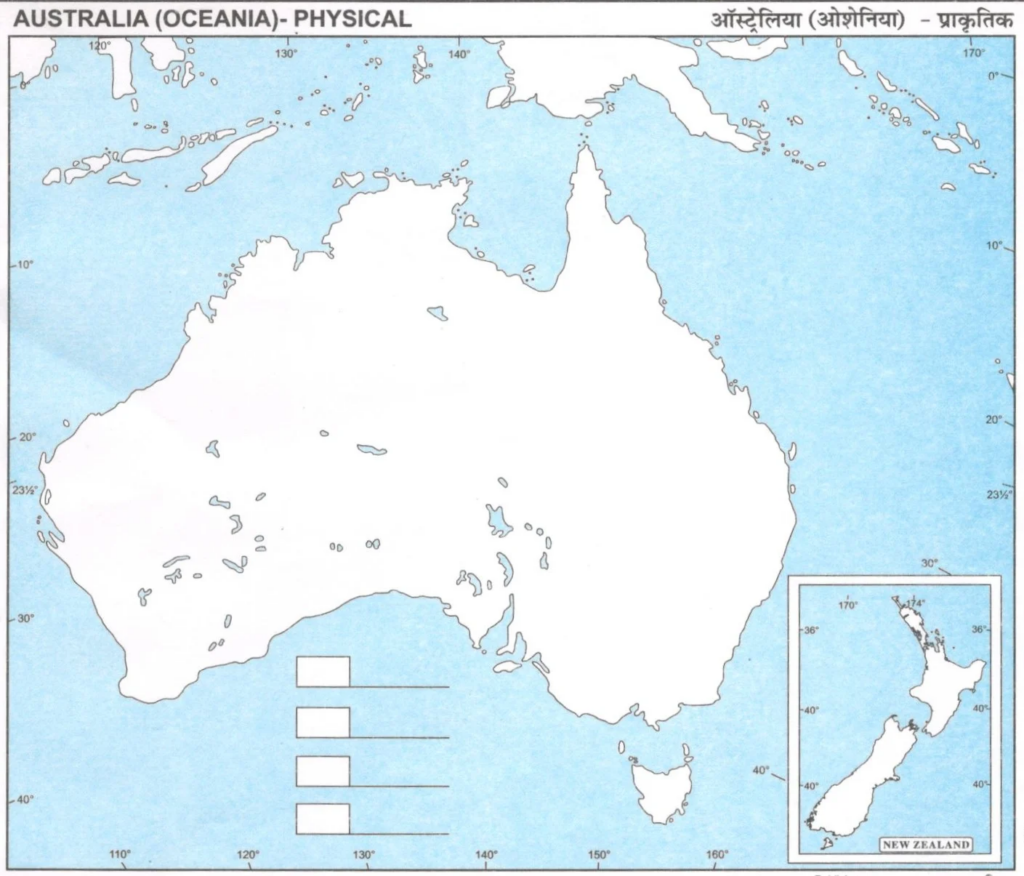 Physical Map of Australia for Students