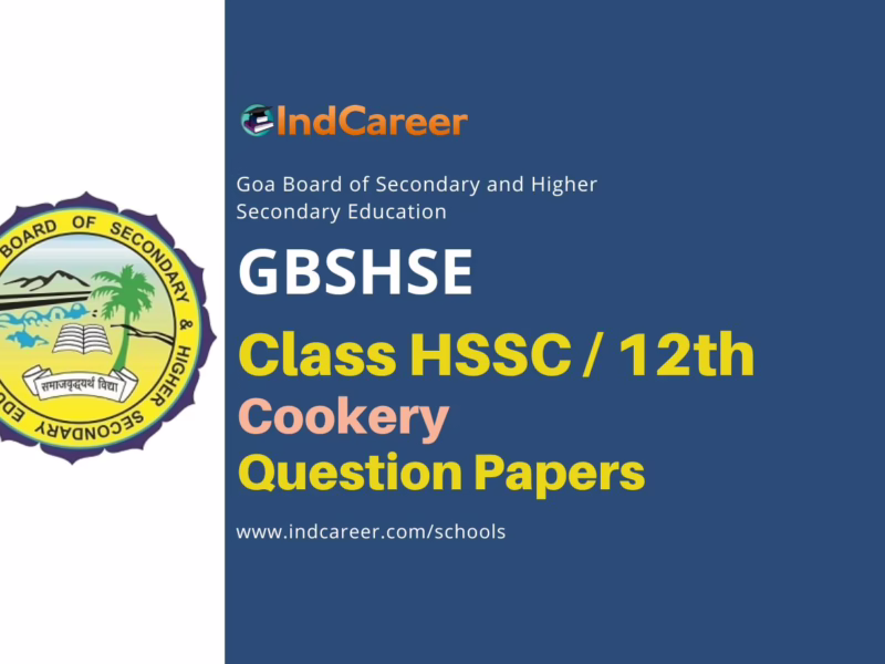 Goa Board Class 12 Cookery Question Papers