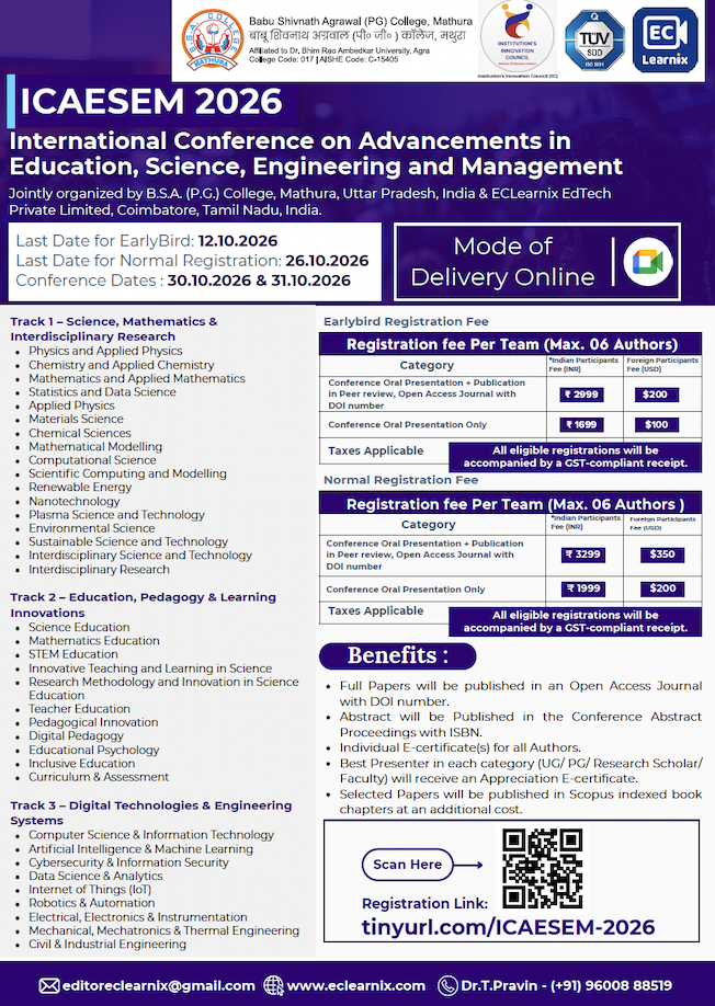 International Conference on Advancements in Education, Science, Engineering and Management ICAESEM 2026