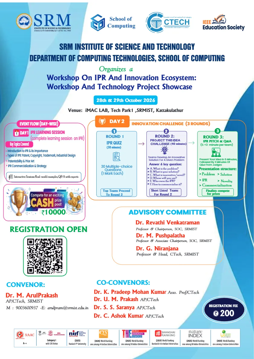 Workshop on IPR and Innovation Ecosystem: Workshop and Technology Project Showcase 2026