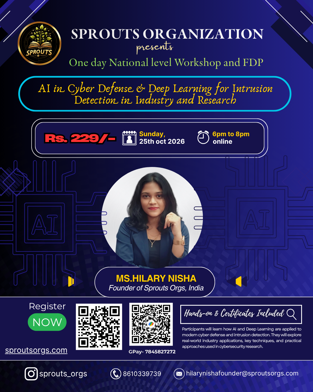 One-Day National Level Workshop & FDP on AI in Cyber Defense & Deep Learning for Intrusion Detection in Industry and Research 2026 Poster